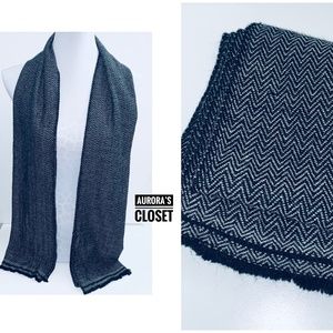 Nepal Black Chevron Cashmere Scarf Long